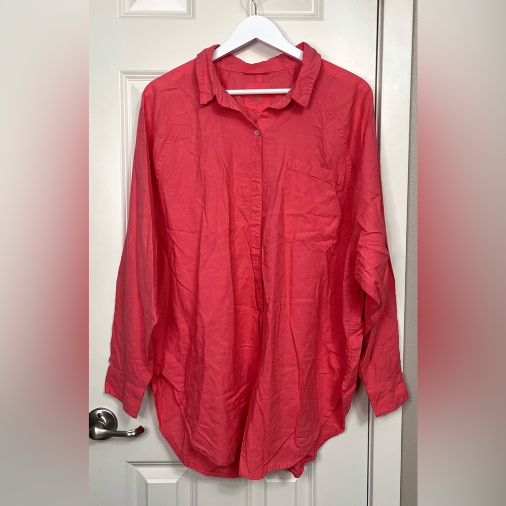 Aerie Linen Blend Cover Up Shirt